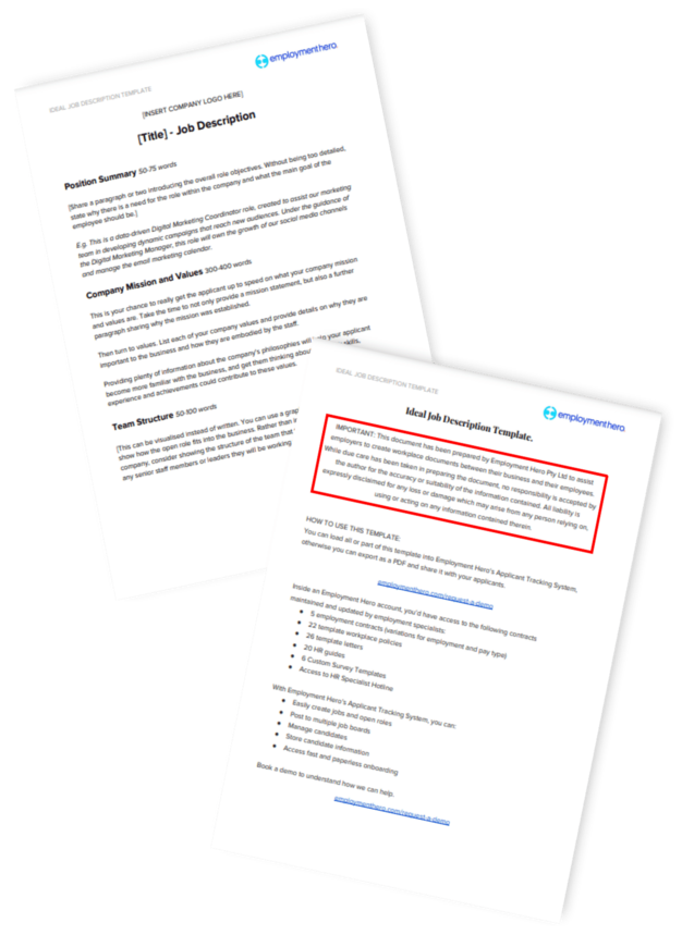 Job Description and Specification Template For UK Employers