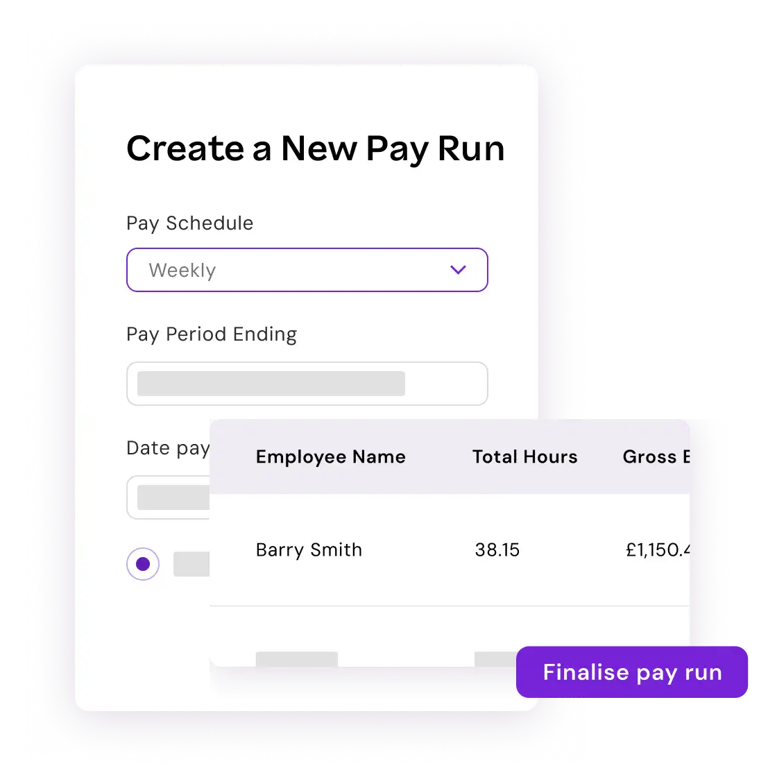 Button to initiate the process of creating a new pay run in payroll software.